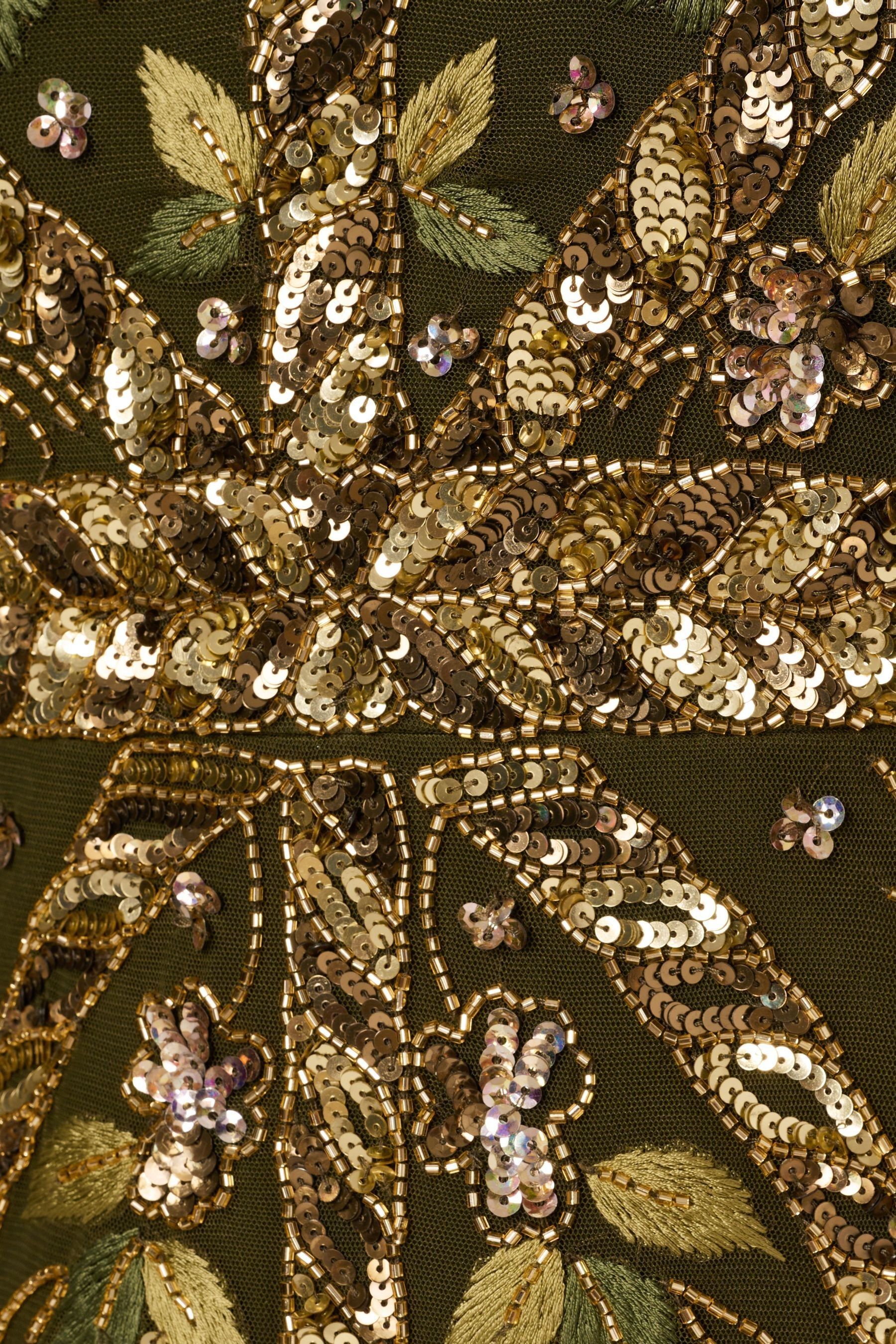 Buy Adrianna Papell Green Beaded Flutter Sleeve Dress from Next Luxembourg