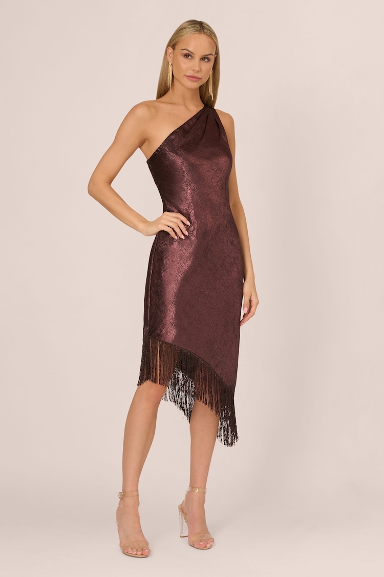 Adrianna Papell Red Foil Woven Cocktail Dress - Image 1 of 7