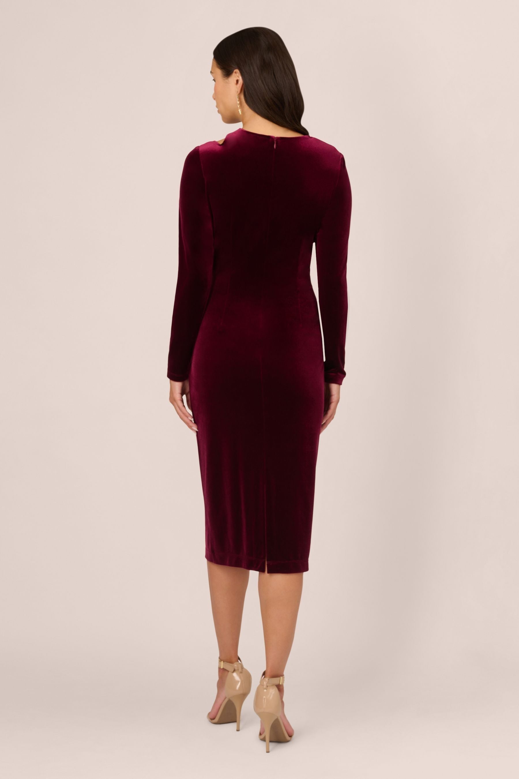 Red velvet dress long sleeve online