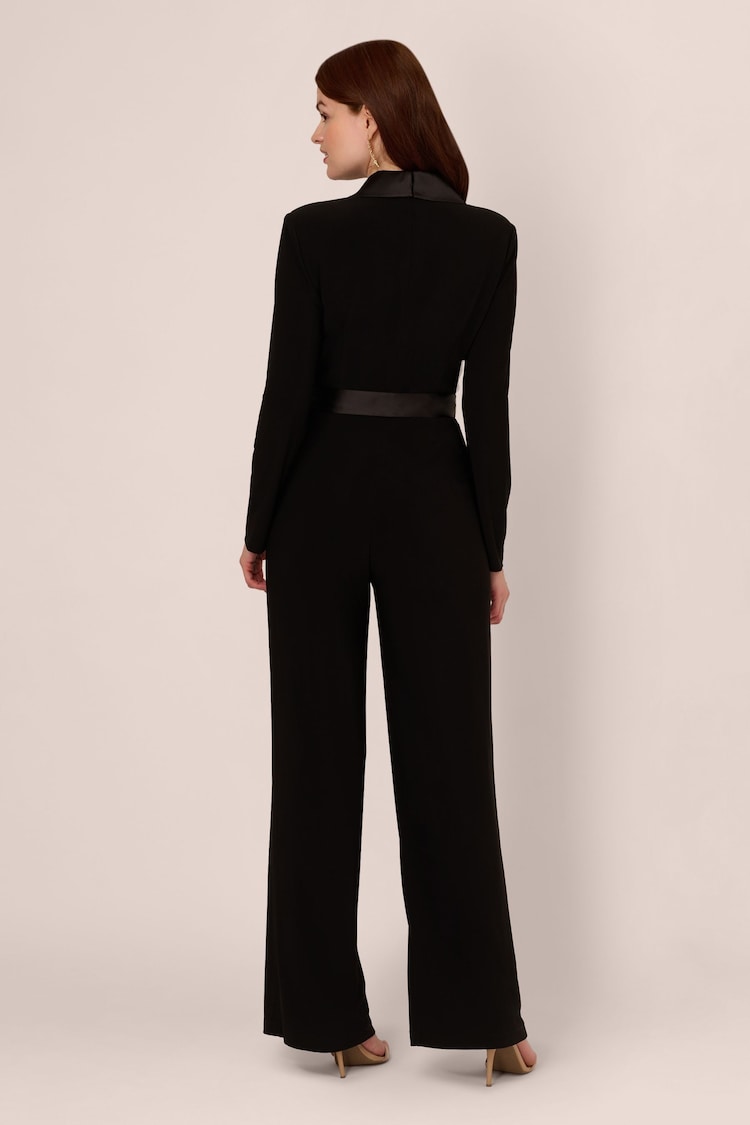 Adrianna Papell Jersey Combo Tuxedo Black Jumpsuit - Image 2 of 7