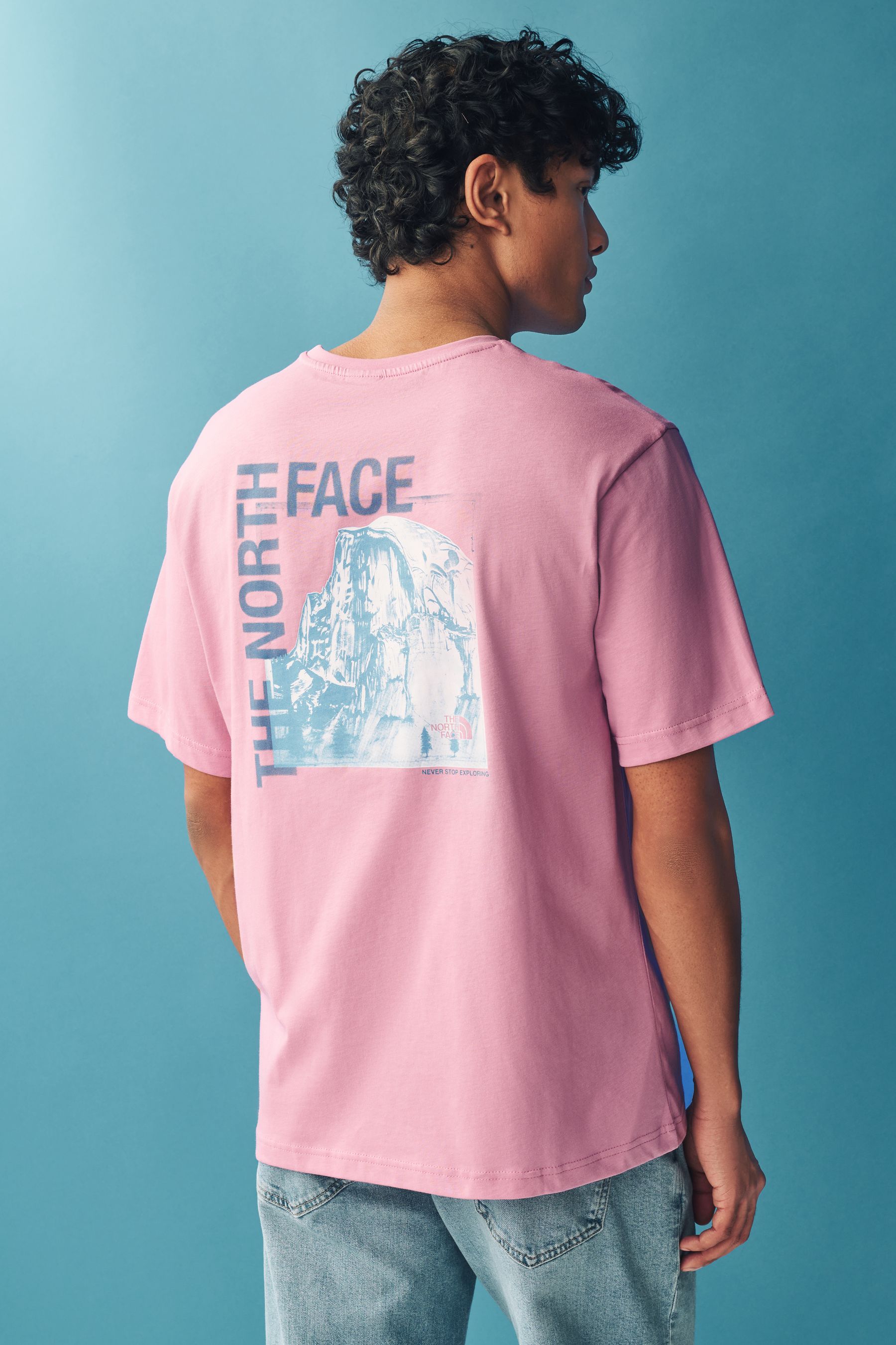 Mens pink north face t shirt shop
