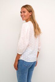 Kaffe Jollia Notch Neck 3/4 Sleeve White Blouse - Image 2 of 5