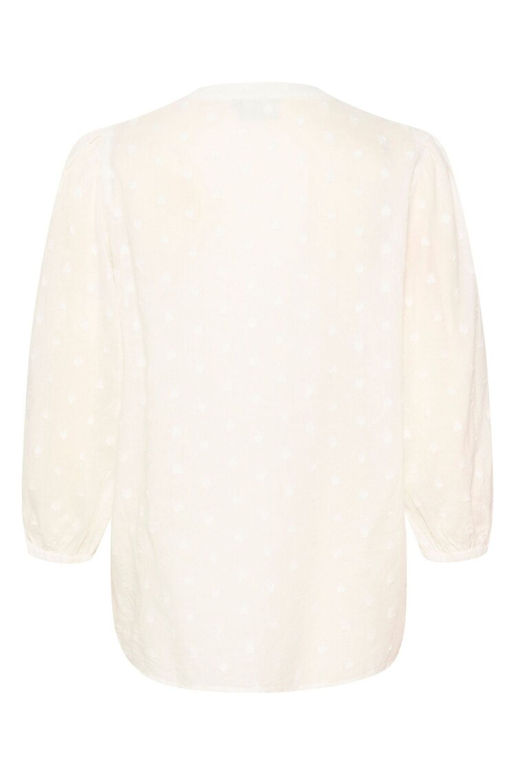 Kaffe Jollia Notch Neck 3/4 Sleeve White Blouse - Image 5 of 5