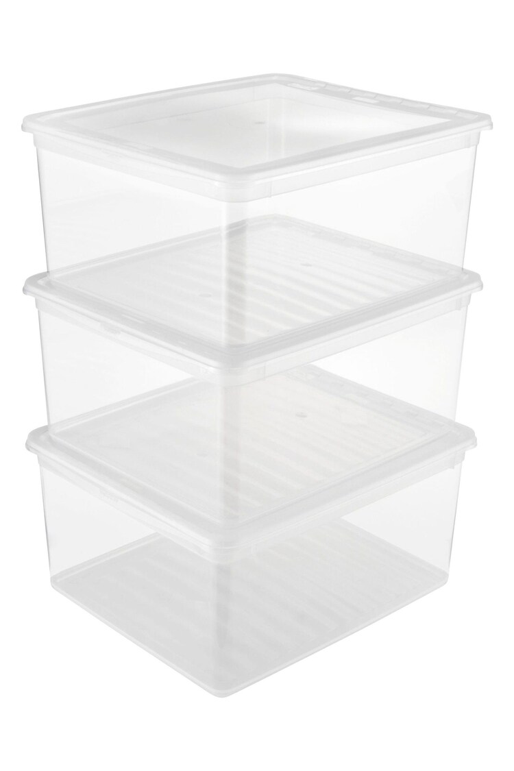 Keeper 3 Pack Crystal Transparent Bea 18L Storage Box Set With Air Control System - Image 2 of 5