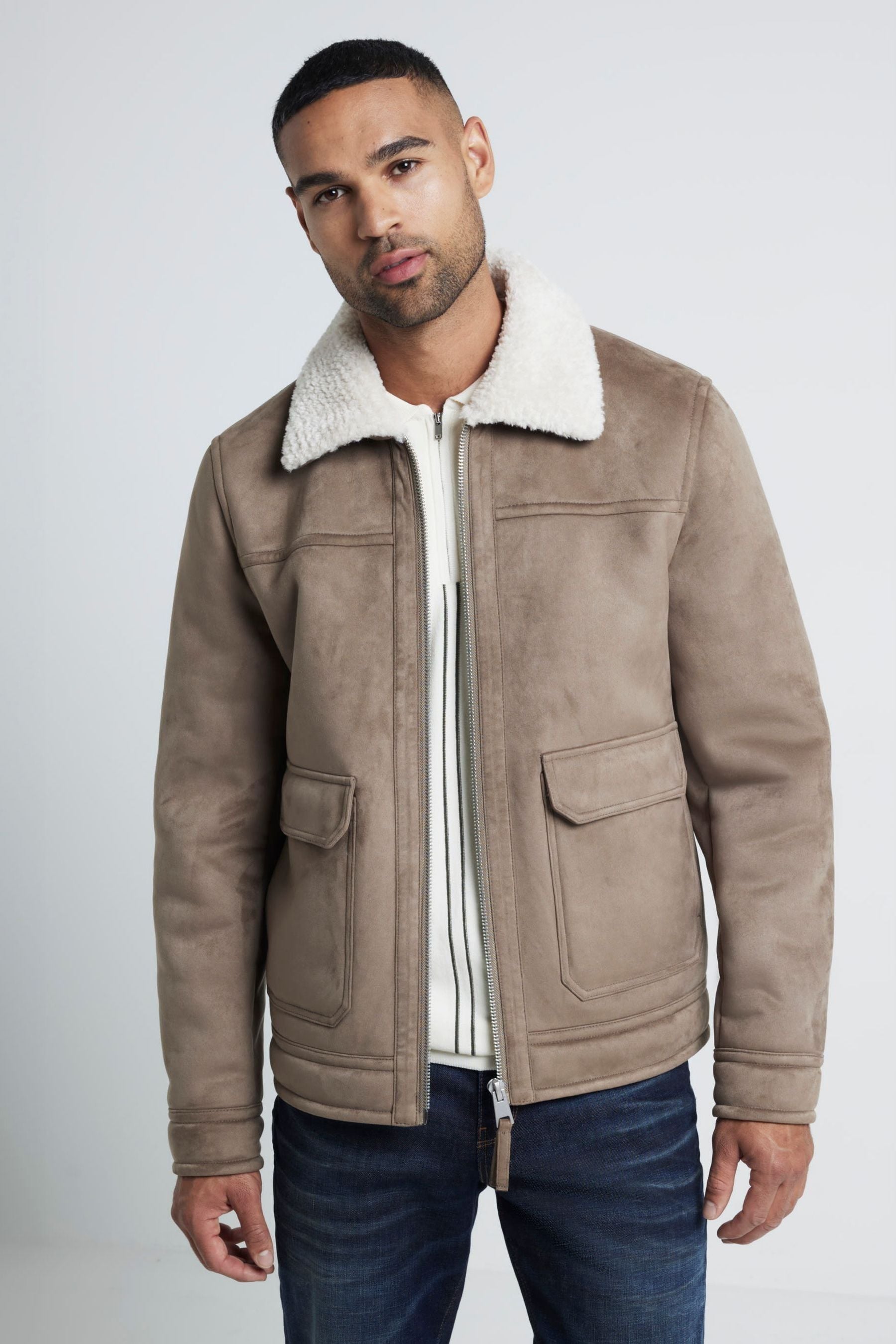 Buy River Island Brown Light Shearling Western Jacket from Next Canada