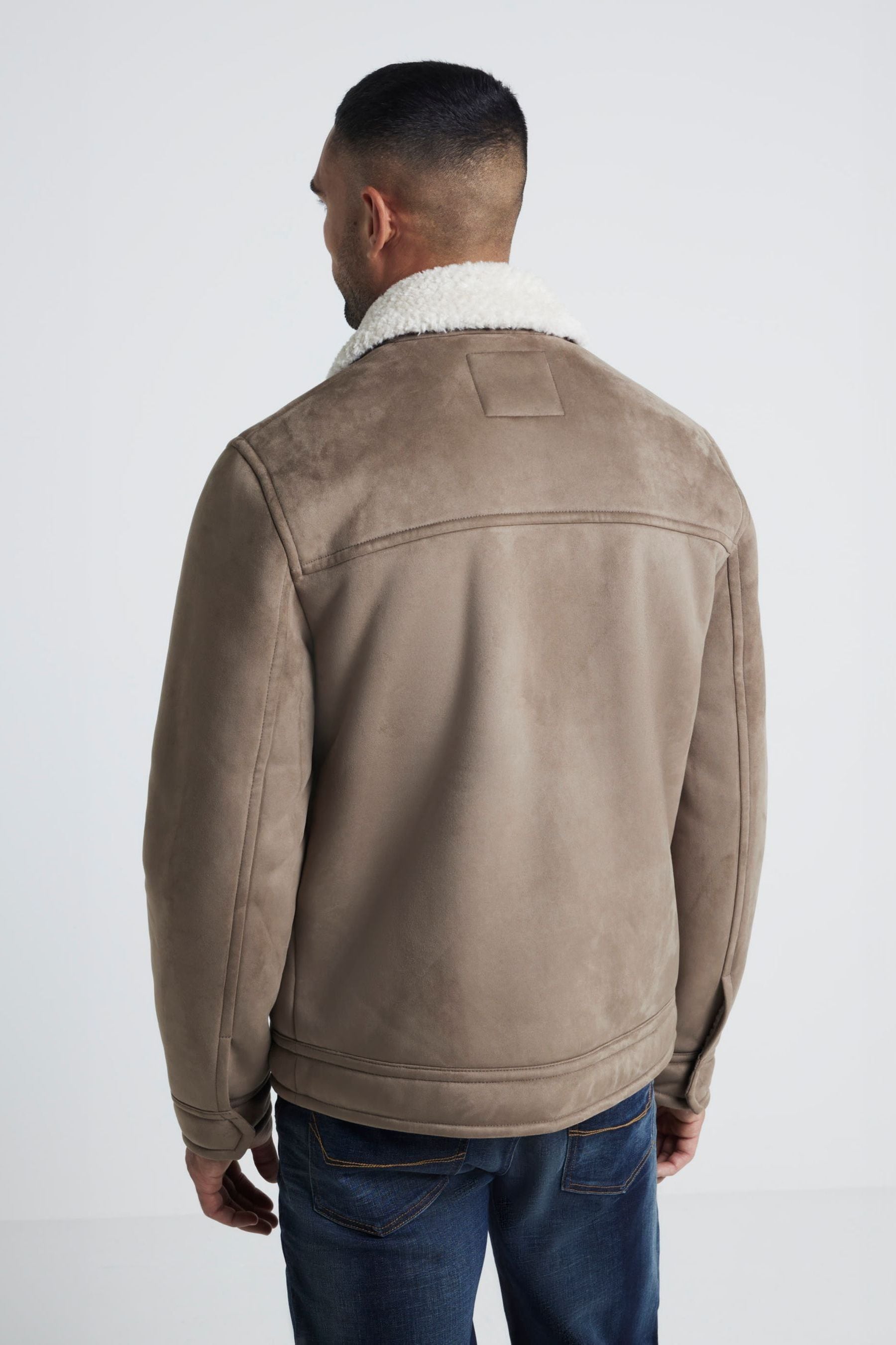 Buy River Island Brown Light Shearling Western Jacket from Next Luxembourg