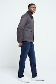 River Island Brown Dark Shearling Western Jacket - Image 1 of 4