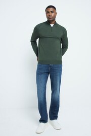 River Island Green Slim Fit Viscose Half Zip Jumper - Image 1 of 4