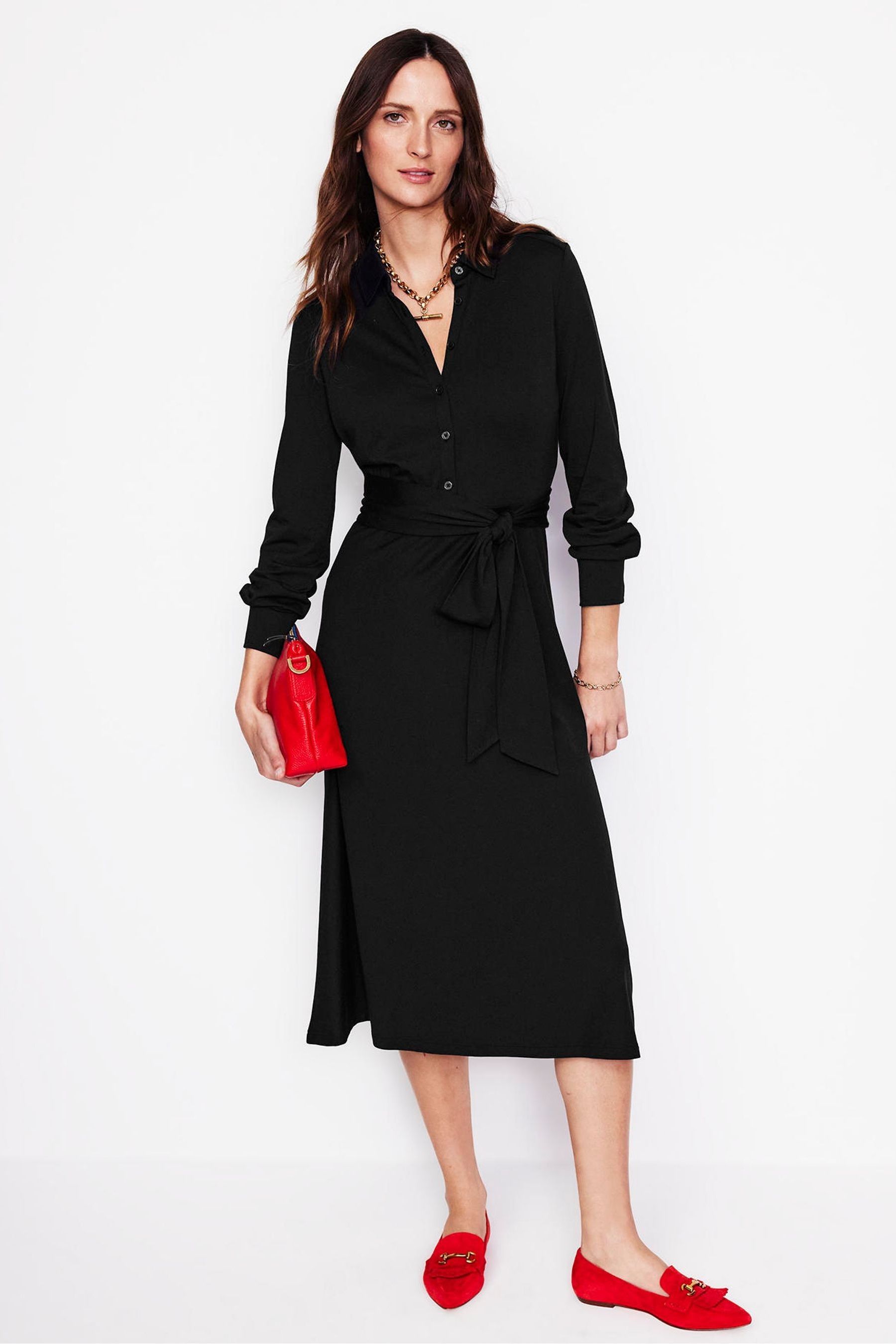 Buy Boden Black Coral Petite Twisted Waist Jersey Dress from Next Luxembourg