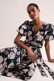 Phase Eight Black Myron Floral Wide Leg Jumpsuit - Image 6 of 7