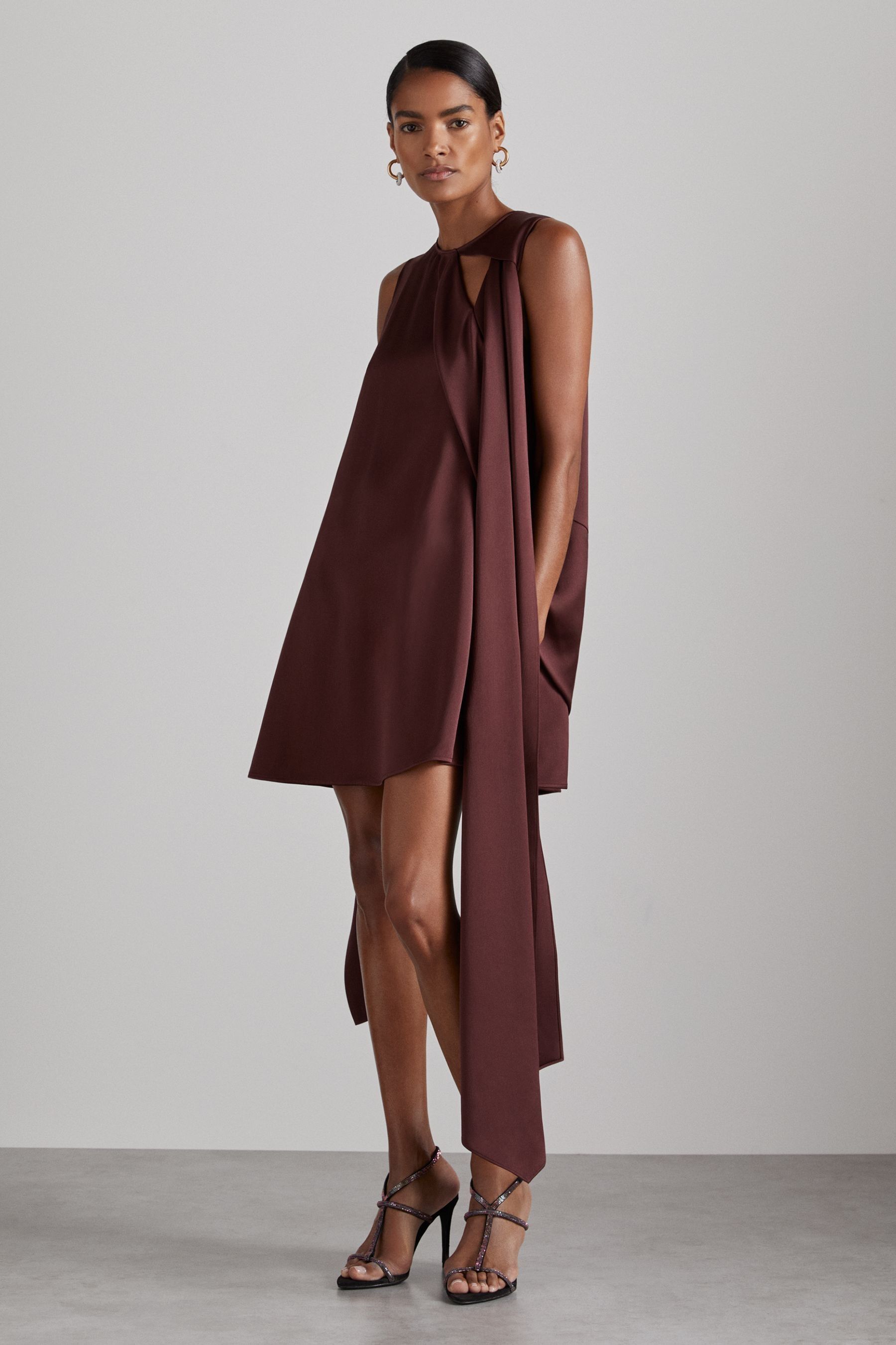 Satin draped mini dress top