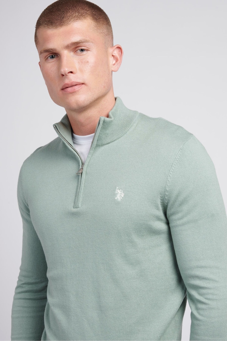 U.S. Polo Assn. Mens Regular Fit Funnel Neck 1/4 Zip Jumper - Image 2 of 6