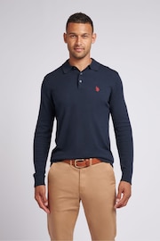 U.S. Polo Assn. Mens Long Sleeve Knitted Polo Shirt - Image 1 of 3