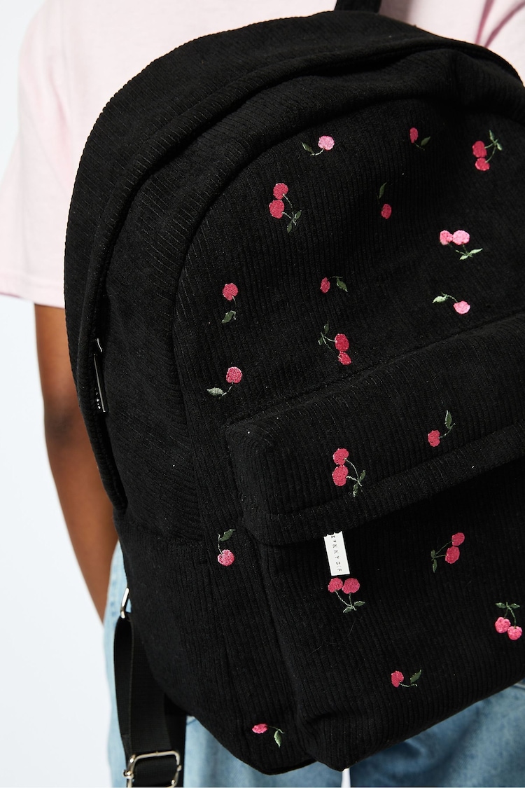 Skinnydip Cherry Embroidered Black Backpack - Image 2 of 2