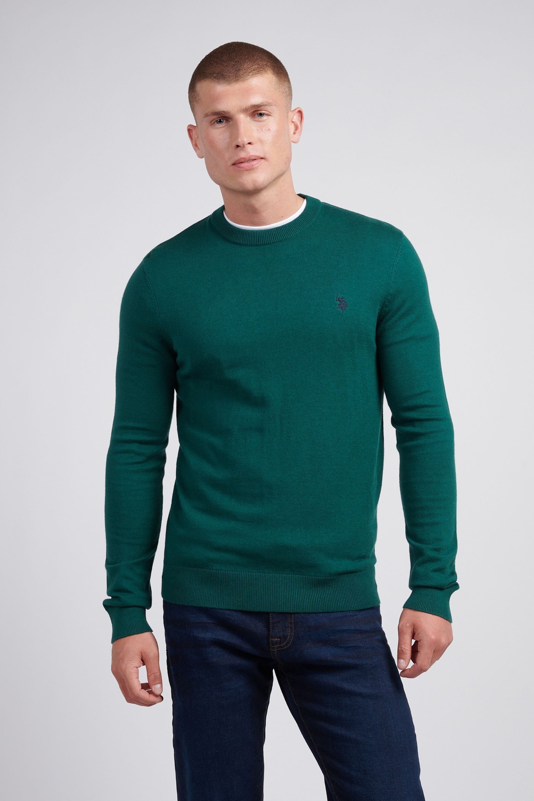 Mens cotton crew neck jumper deals