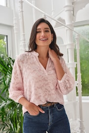 Pure Collection Loose Fit Pink Jacquard Blouse - Image 1 of 3