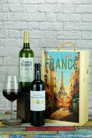 Le Bon Vin French Bordeaux 2 Bottle Wooden Gift Box - Image 1 of 1