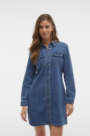 VERO MODA Blue Long Sleeve Denim Dress - Image 2 of 4