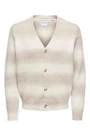 Only & Sons White Soft Gradient Knitted Cardigan - Image 5 of 6