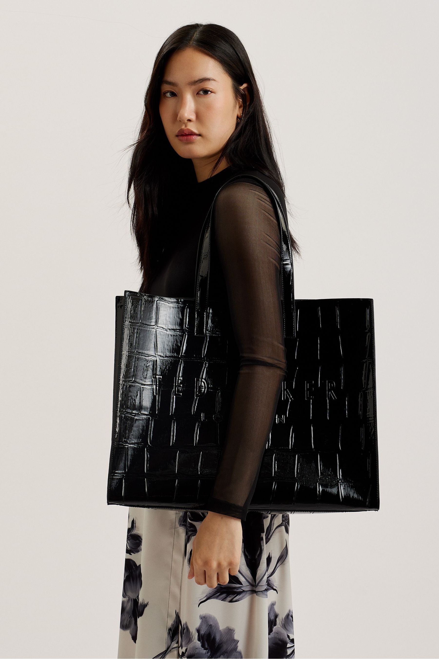 Buy Ted Baker Black Extra Large Allicon Croc Effect Icon Bag from Next Luxembourg