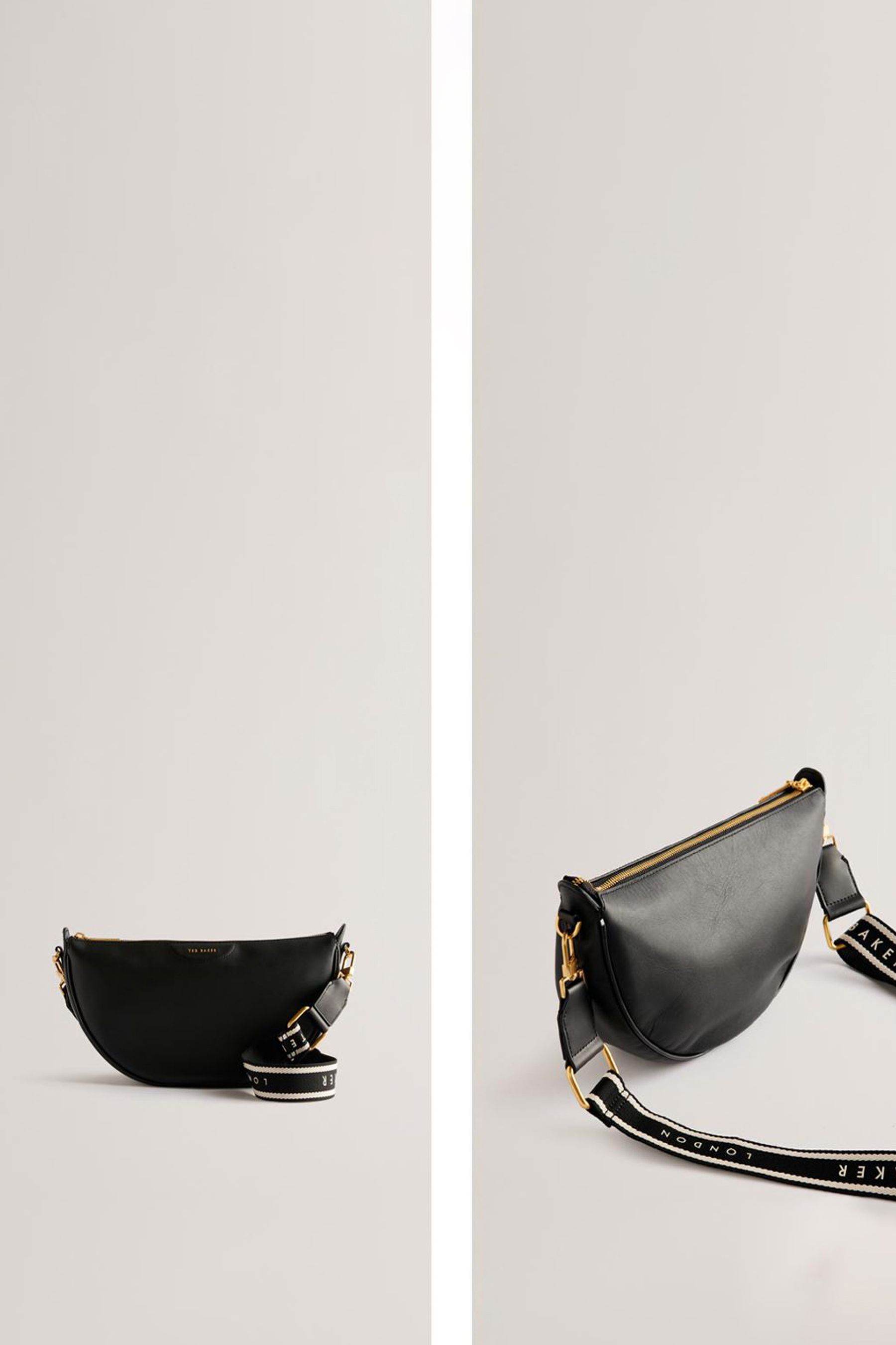 Buy Ted Baker Black Essina Webbing Leather Half Moon Crossbody Bag from Next Luxembourg