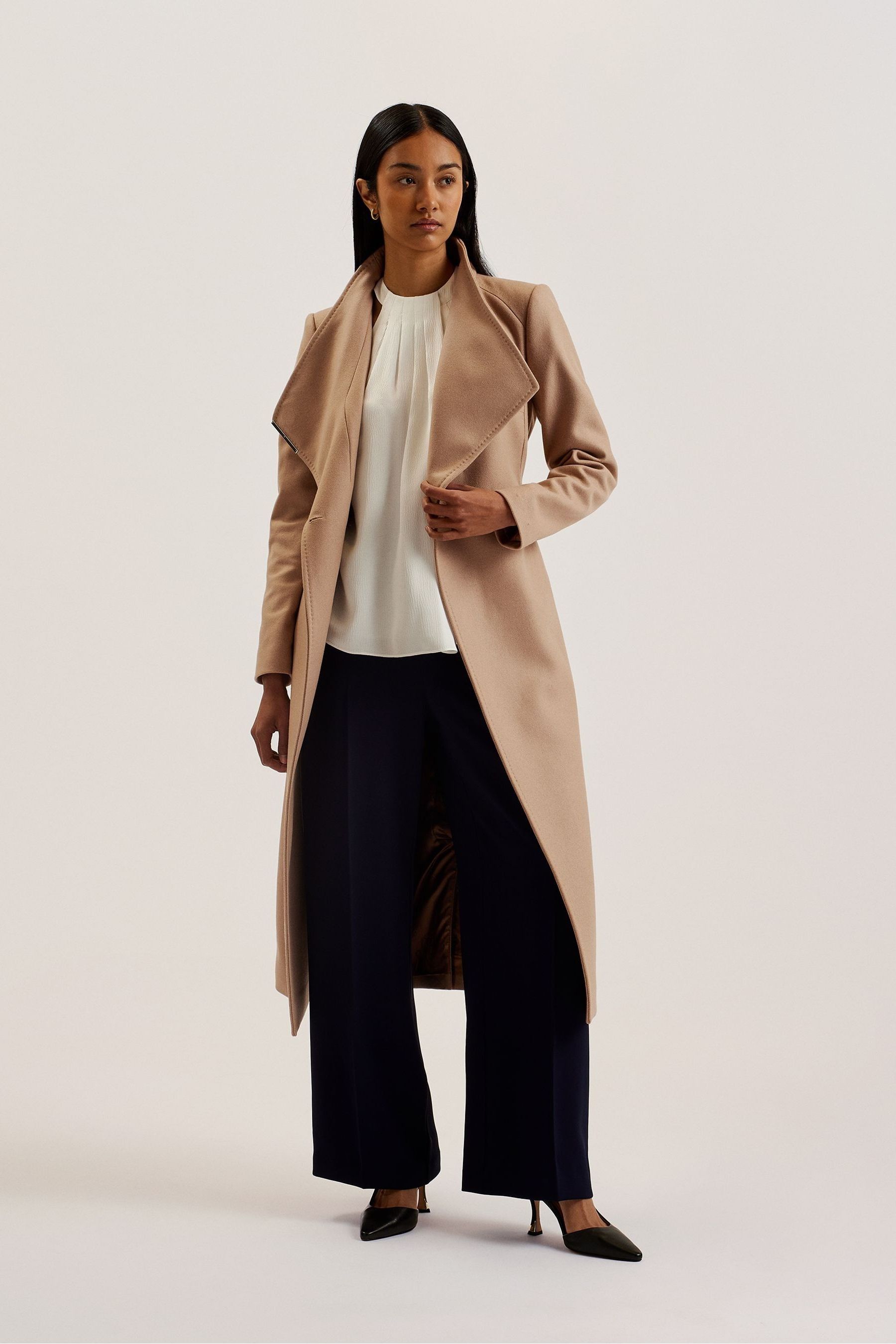 Ted baker long button detail wrap coat hot sale