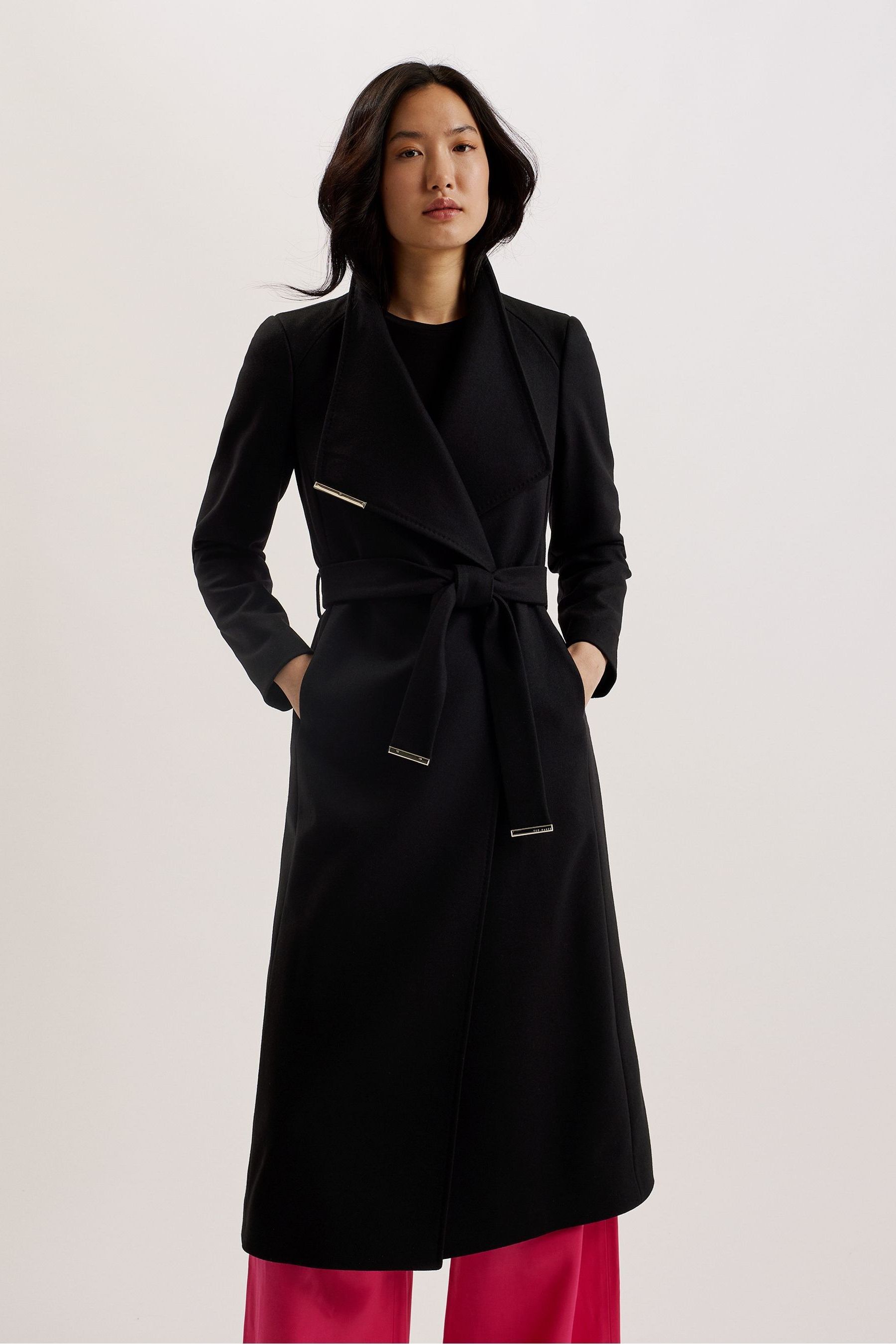 Ted baker wool blend long wrap coat clearance