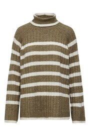 JDY Brown Stripe Roll Neck Jumper - Image 1 of 2