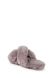 Just Sheepskin Grey Ladies Daisy Just Sheepskin Cross-Over Slider Slippers - Image 4 of 5