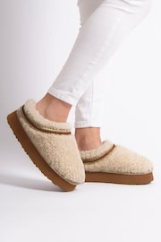 Just Sheepskin Natural Ladies Miley Platform Mule Slippers - Image 1 of 5