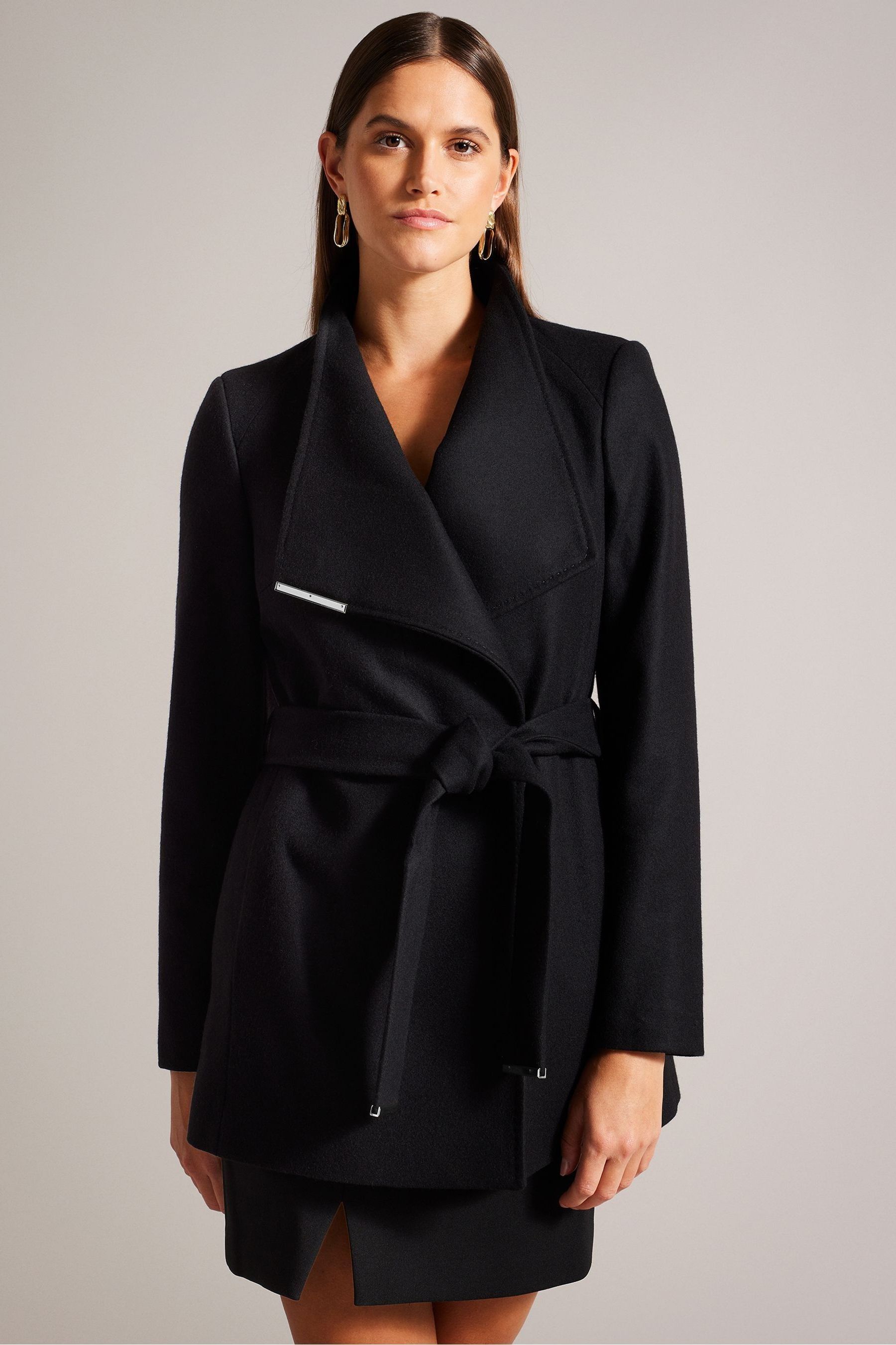 Ted baker black wool coat on sale