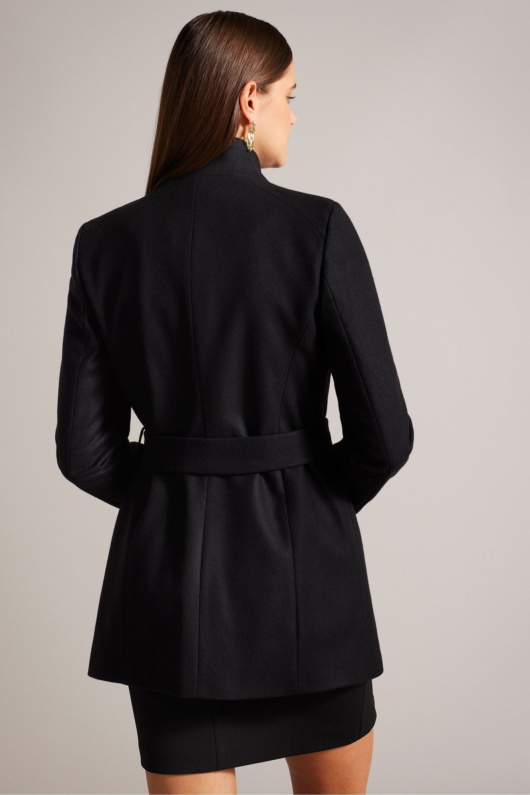 Buy Ted Baker Black Rosess Short Belted Wool Wrap Coat from the Next UK online shop
