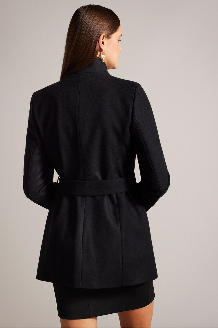 Rosess Wool Wrap Short Coat Black