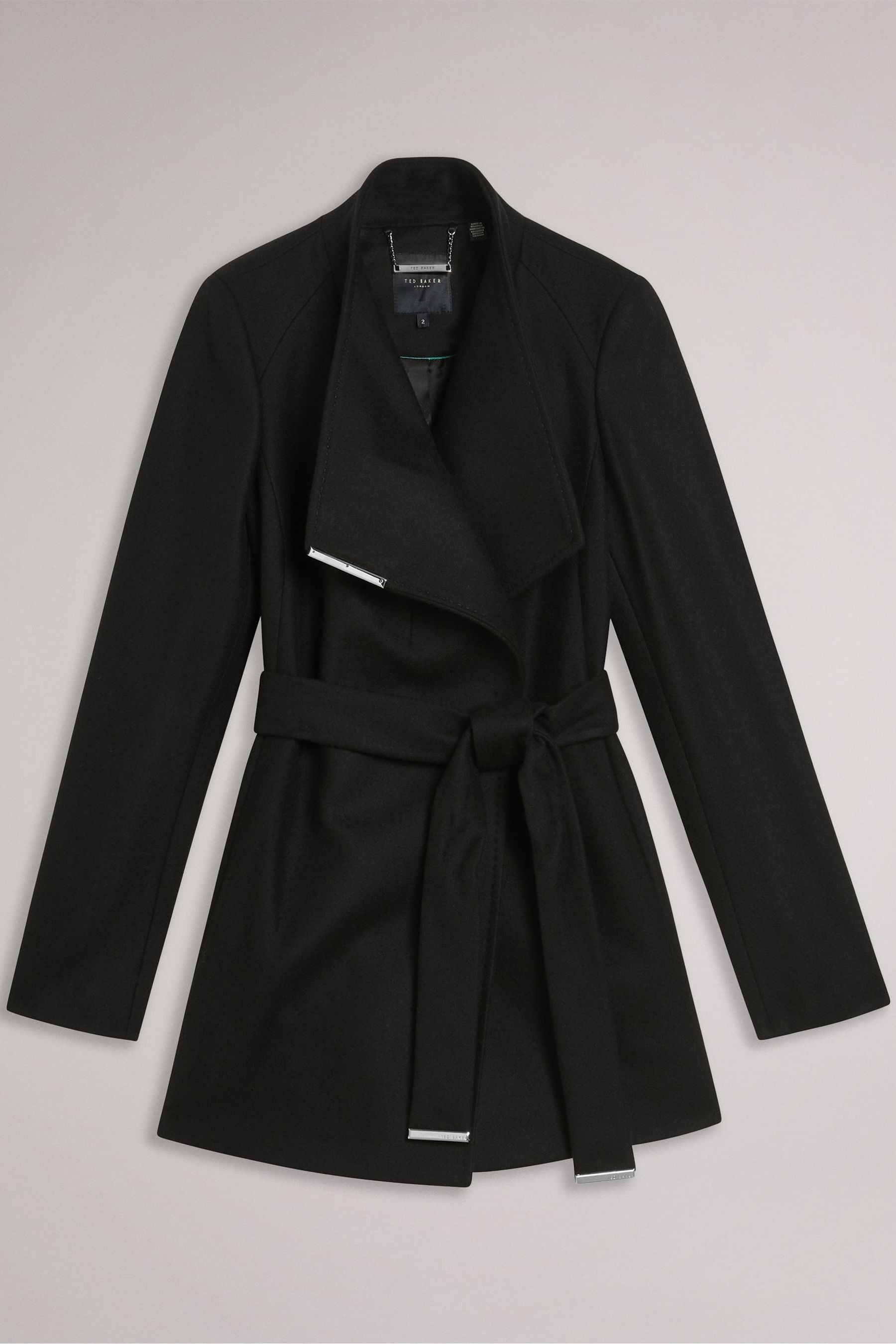 Buy Ted Baker Black Rosess Short Belted Wool Wrap Coat from Next France