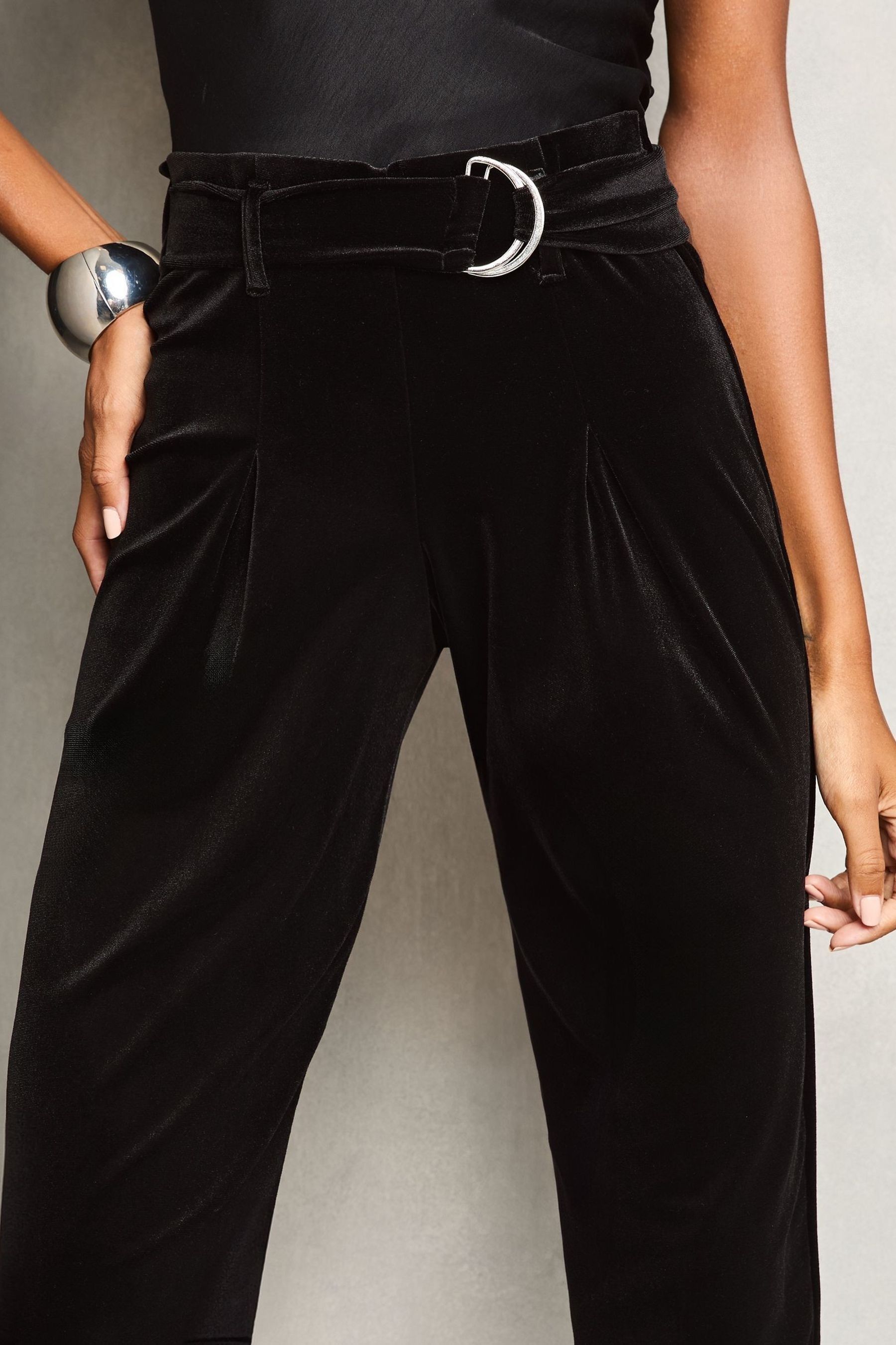 Buy Black Paperbag Velvet Trousers from the Next UK online shop