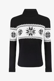 The Little Tailor Snowflake Slim Fit Christmas Black Jumper - Image 3 of 6