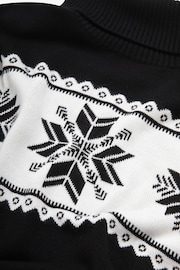 The Little Tailor Snowflake Slim Fit Christmas Black Jumper - Image 5 of 6