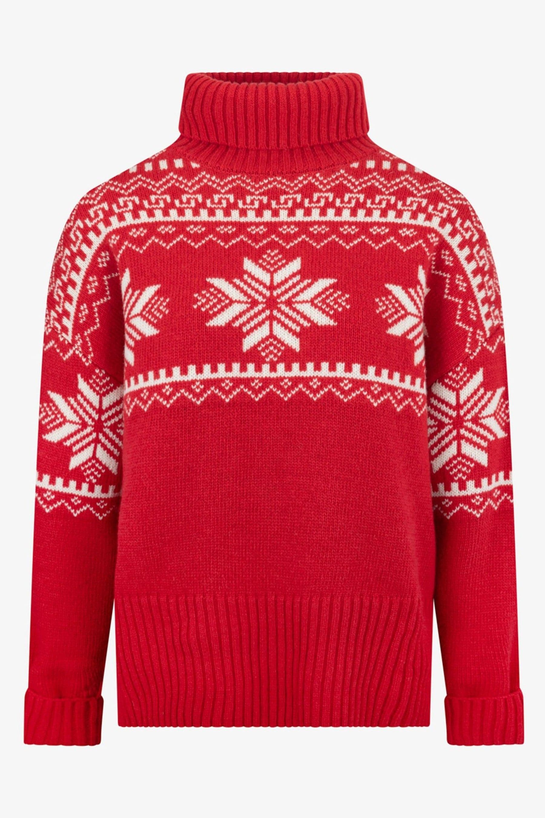 The Little Tailor Green Snowflake Chunky Knit Slouch Christmas Jumper