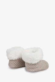 The Little Tailor Baby Natural Knitted Plush Lined Booties - Image 2 of 3