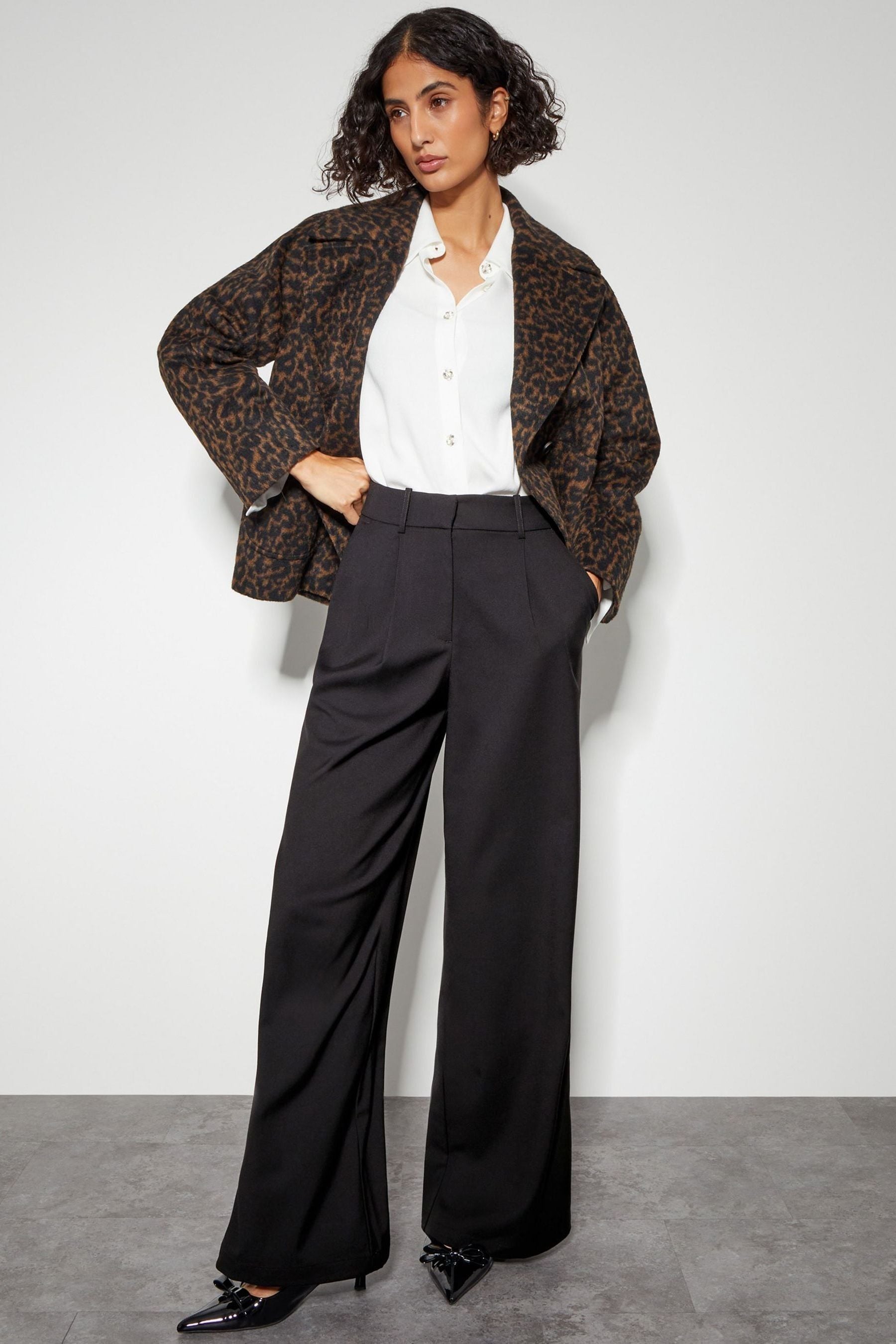 Buy Monsoon Black Wendy Wide Leg Trousers from Next Luxembourg