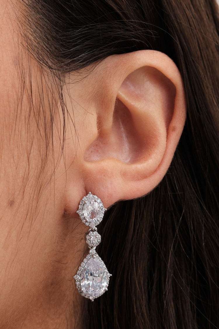 Jon Richard Silver Tone Cubic Zirconia Peardrop Earrings - Image 3 of 3