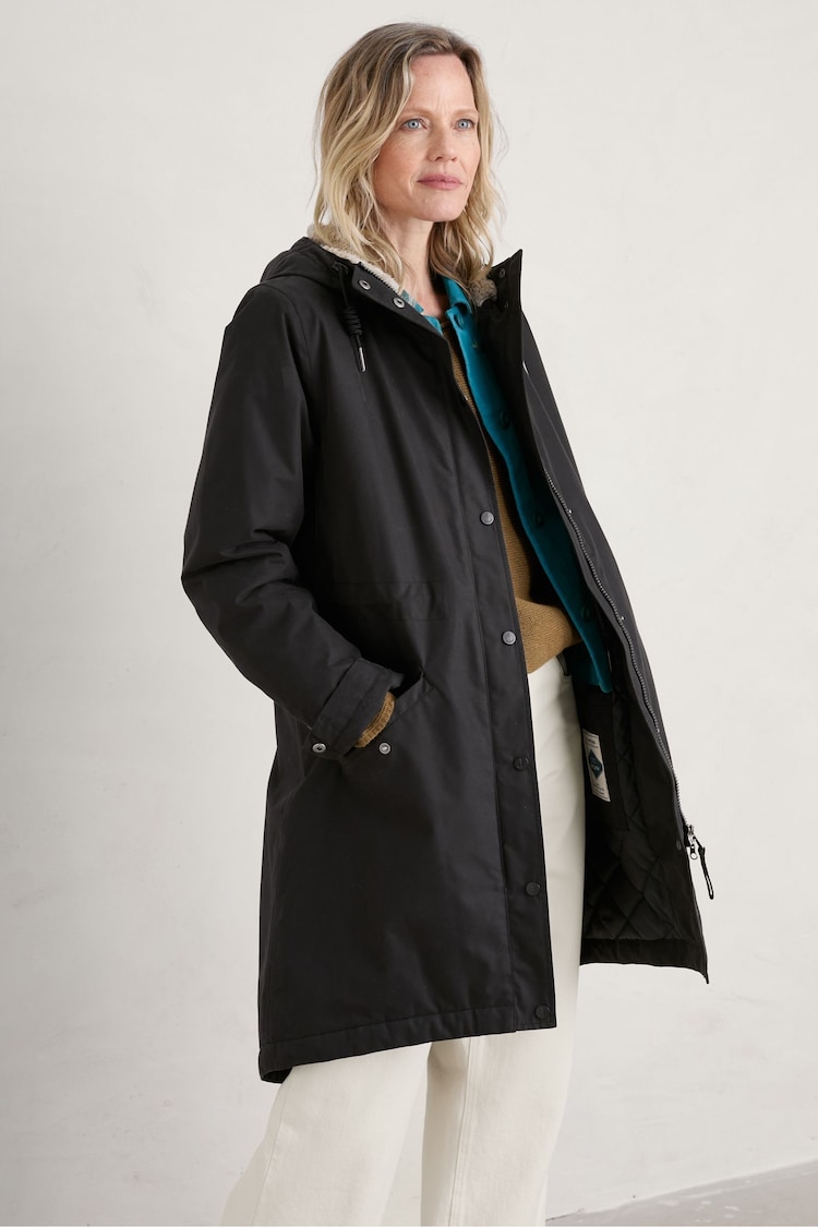 Seasalt Cornwall Black Tall Plant Hunter 2 Coat - Image 2 of 6