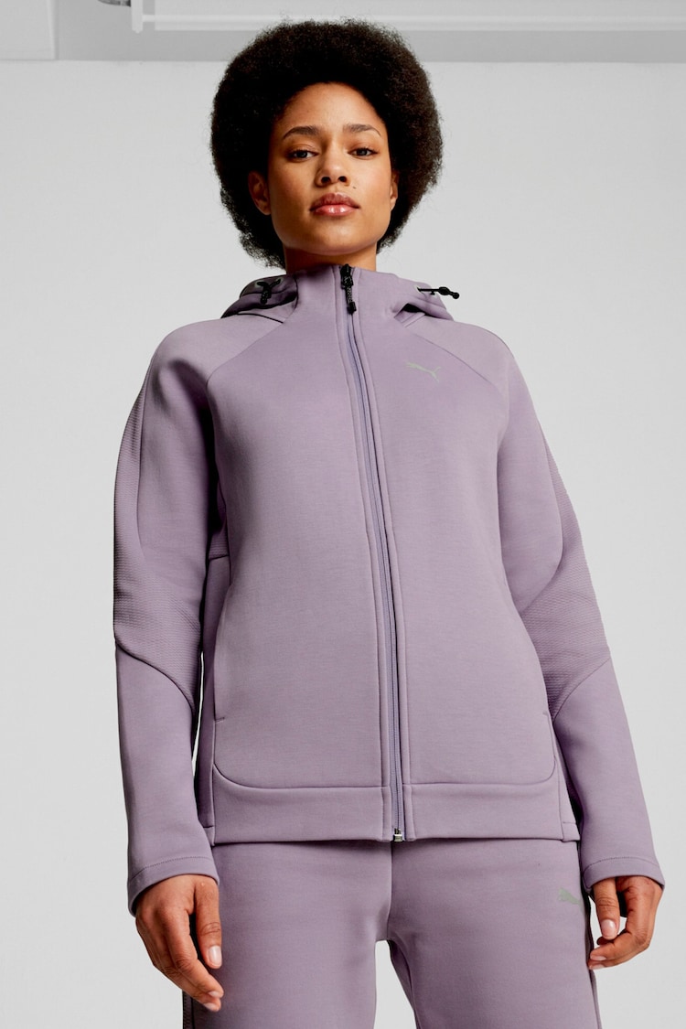 Puma Purple Womens EVOSTRIPE Full Zip Hoodie - Image 1 of 6