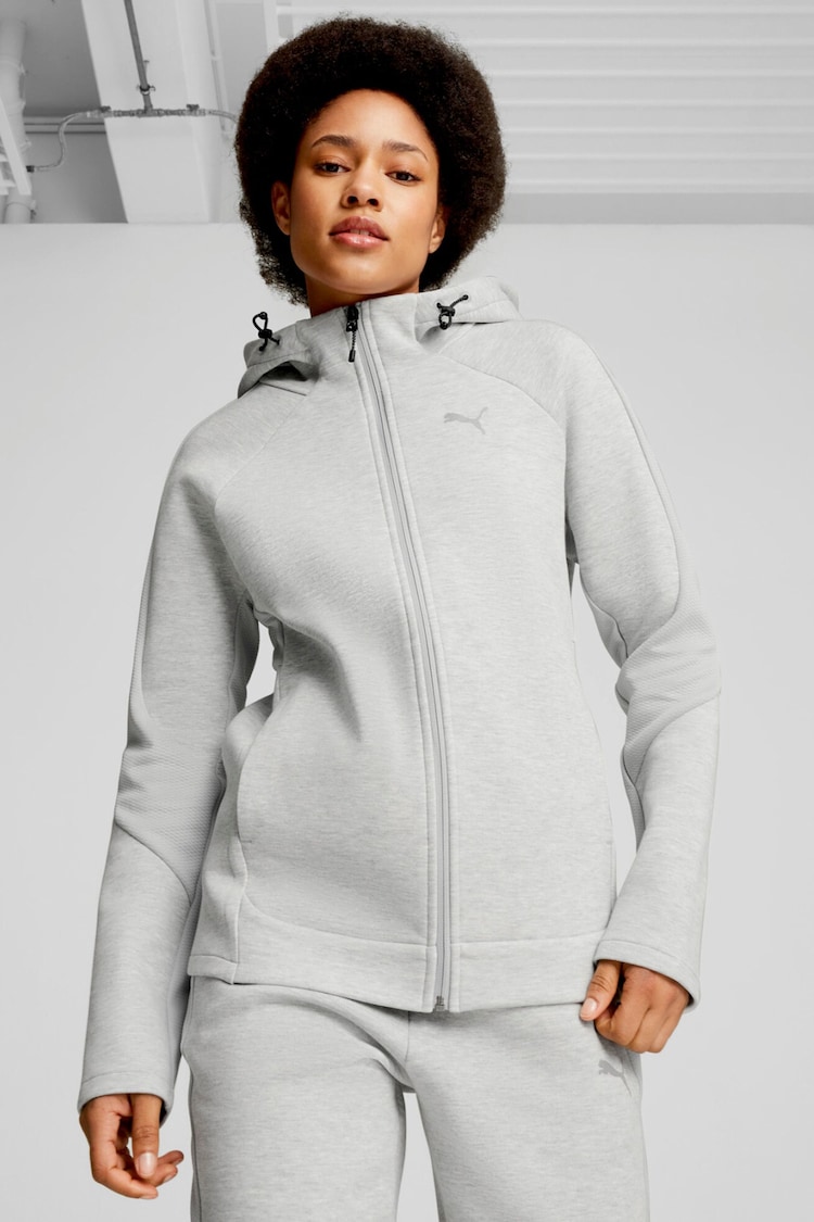 Puma Grey Womens EVOSTRIPE Full Zip Hoodie - Image 1 of 6