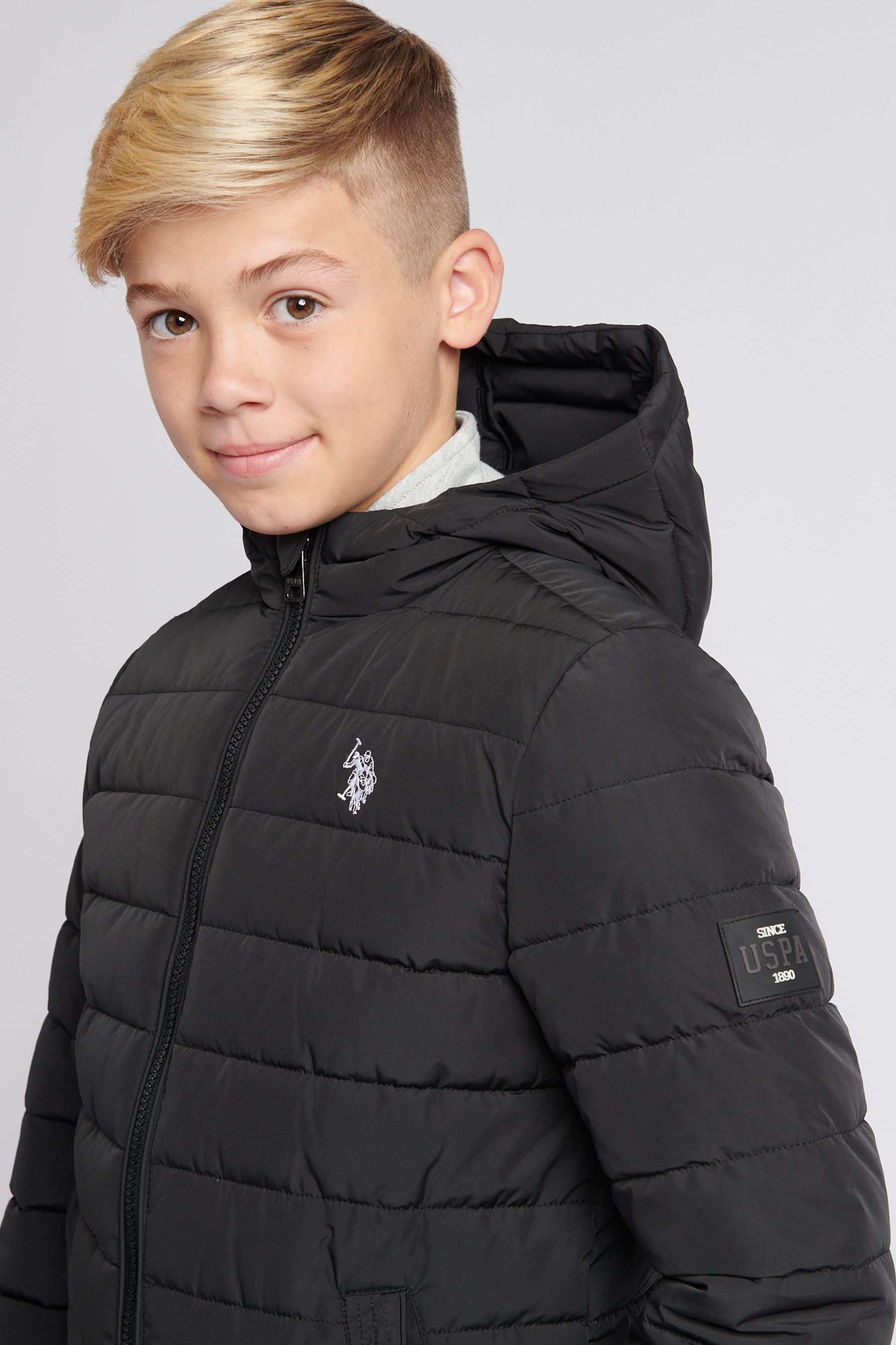Kaufe Sie Schwarz U.S. Polo Assn. Boys Lightweight Quilt Hooded Puffer Jacket bei Next Deutschland