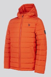 U.S. caps Polo Assn Orange U.S. caps Polo Assn. Boys Lightweight Quilt Hooded Puffer Jacket - Image 8 of 12