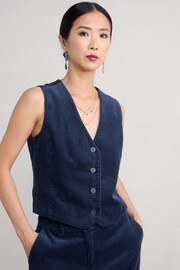 Seasalt Cornwall Blue 100% Cotton Pinpoint Waistcoat - Image 1 of 5