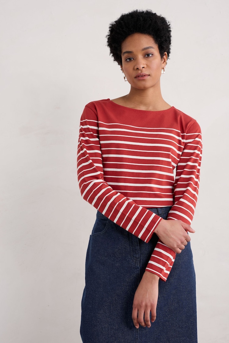 Seasalt Cornwall Red 100% Cotton Sailor Shirt - Image 1 of 5