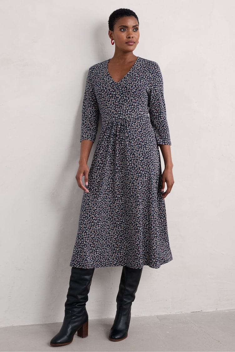 Seasalt Cornwall Blue Tall  3/4 Carwynnen Dress - Image 1 of 5