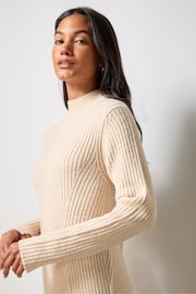 Ro&Zo Oatmeal High Neck Jumper Dress - Image 4 of 6